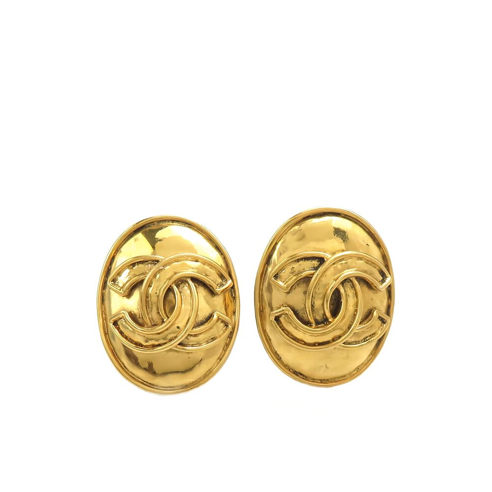 Pre-Loved Chanel CC Gold Plated Oval Clip On Earrings